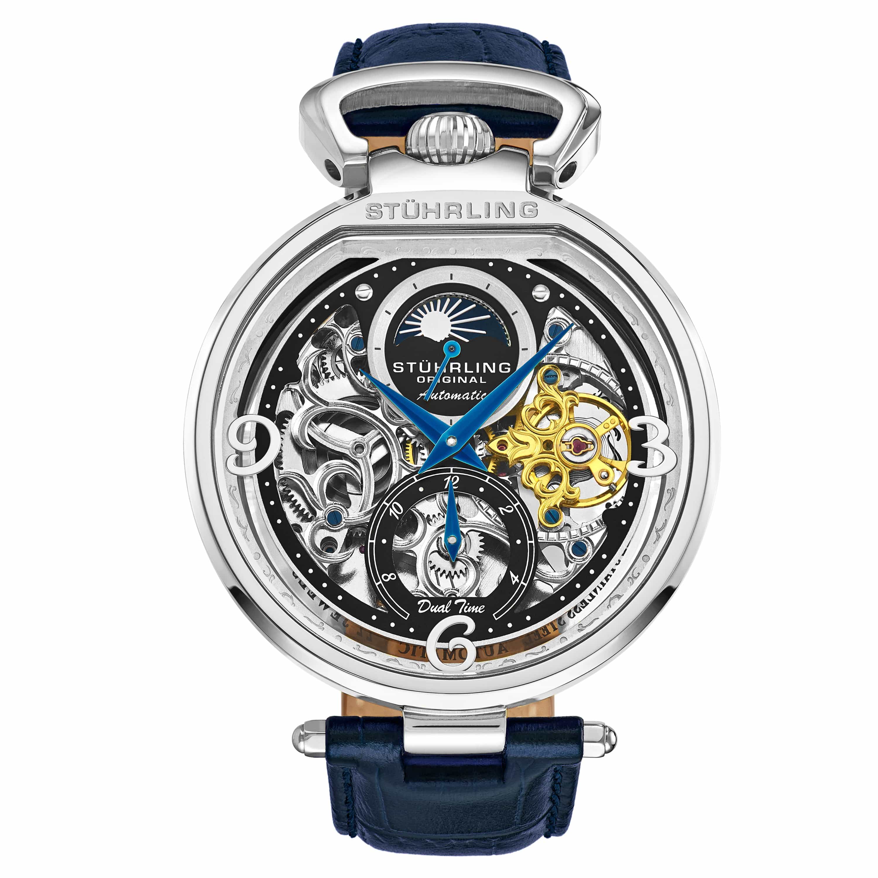 Stührling Modena 3954 Dual Time Automatic 46mm Skeleton