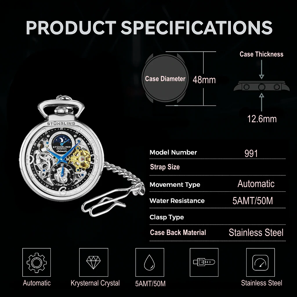 Stührling Modena 991 Automatic 48mm Skeleton - Image 19