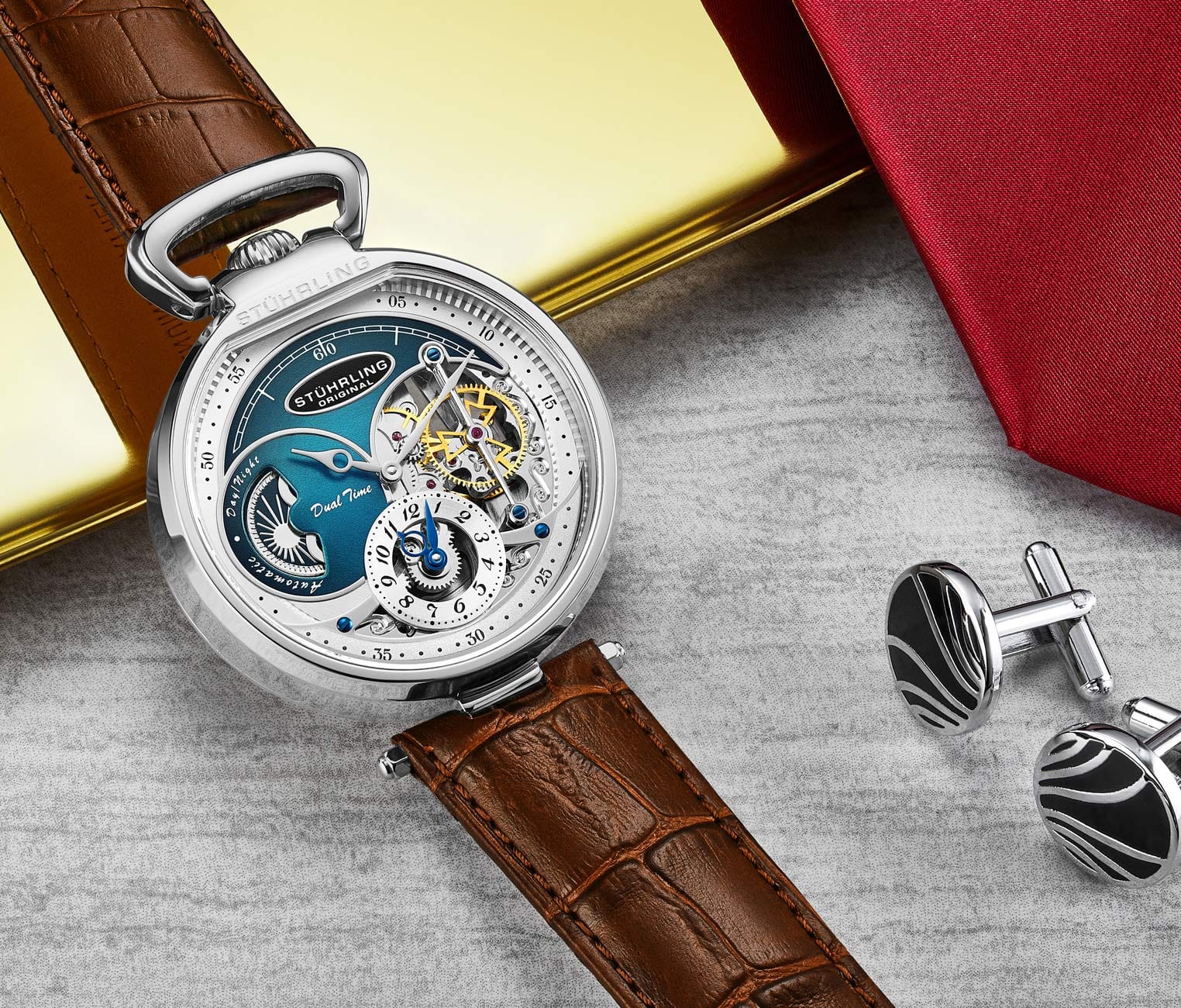 Stührling Modena Dual Time Automatic 4033 46mm Skeleton - Image 15