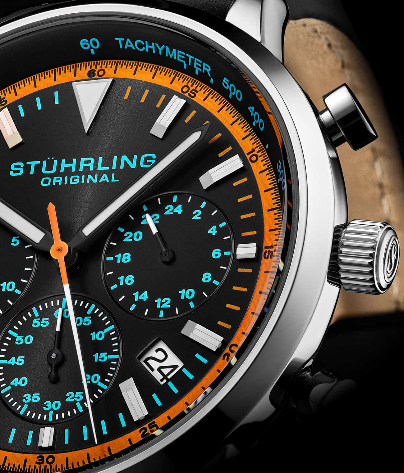 Stührling Monaco Chronograph with Tachymeter Quartz 3986L 44mm Watch - Image 9
