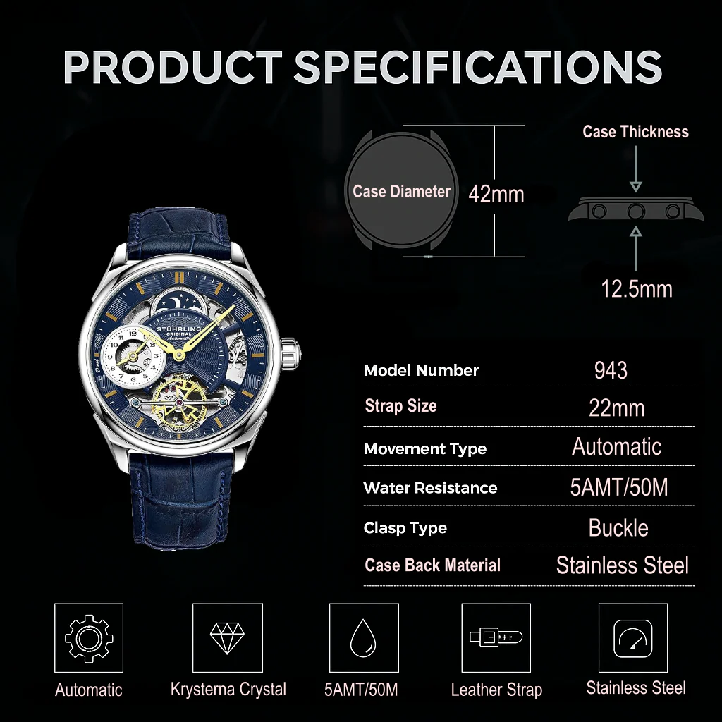 Stührling Presidia 943A Automatic 42mm Skeleton - Image 25