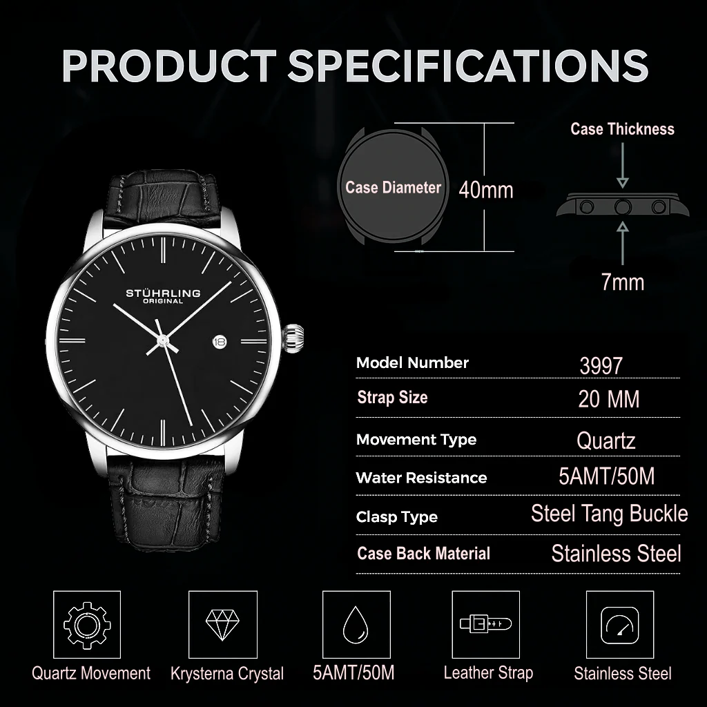 Stührling Rasa 3997 Quartz 40mm Classic - Image 17
