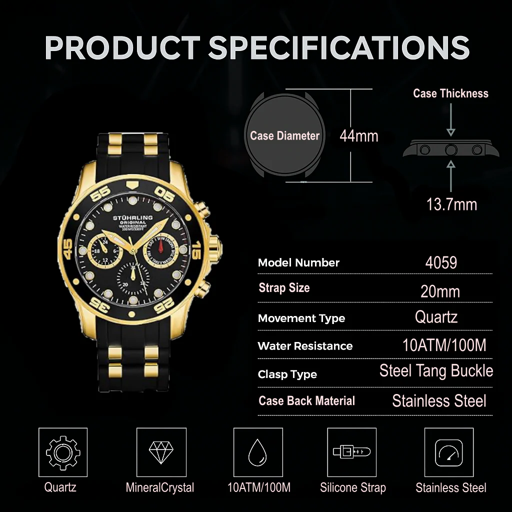 Stührling Regal 4059 Quartz Chronograph 44mm - Image 11