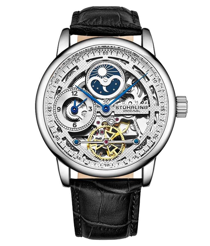 Stührling 3917 Automatic 43mm Skeleton Dual time Watch