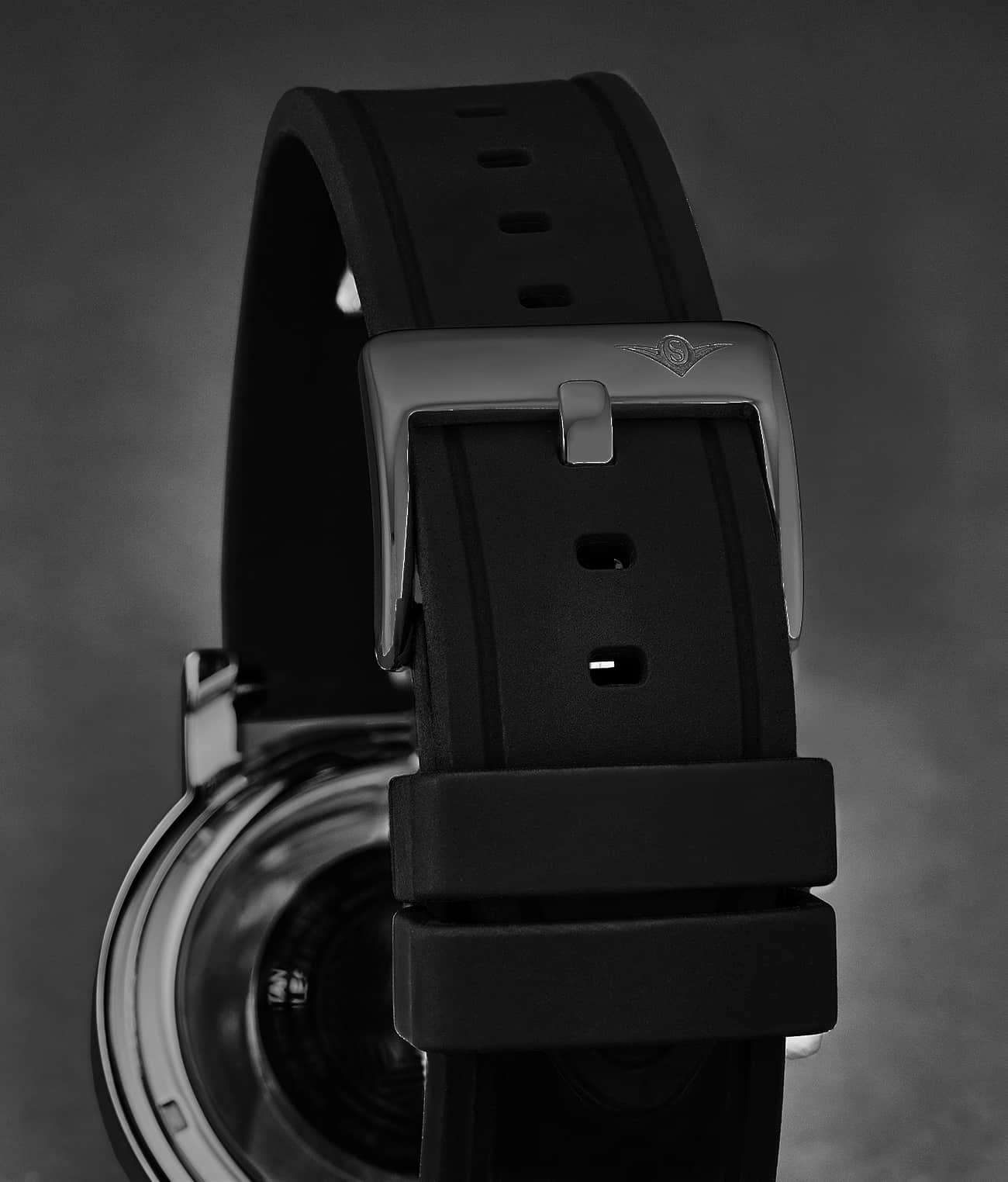 Stührling 22mm Silicone Black Rubber Sport 22mm Strap