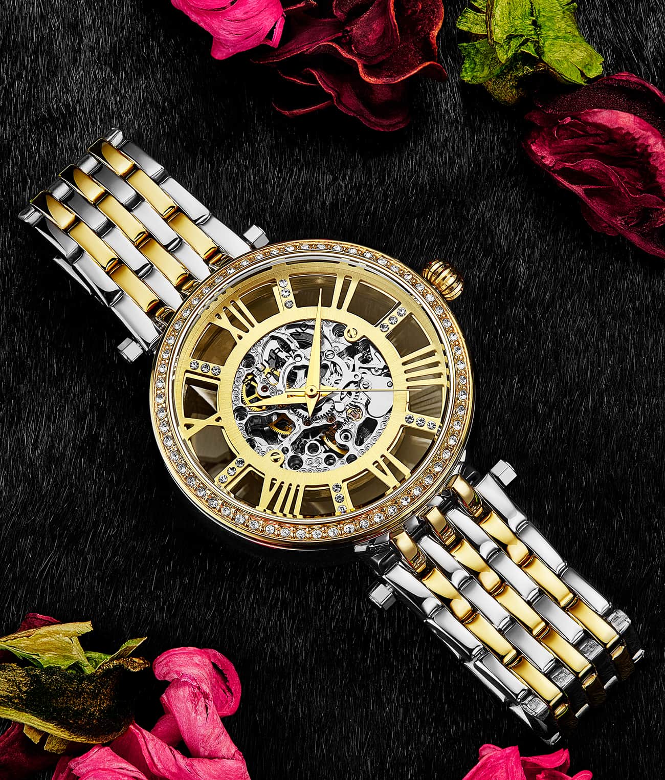 Stührling Stunning Gold Combo Skeletons Duo with Signature Pen and Stud Earring - Image 12