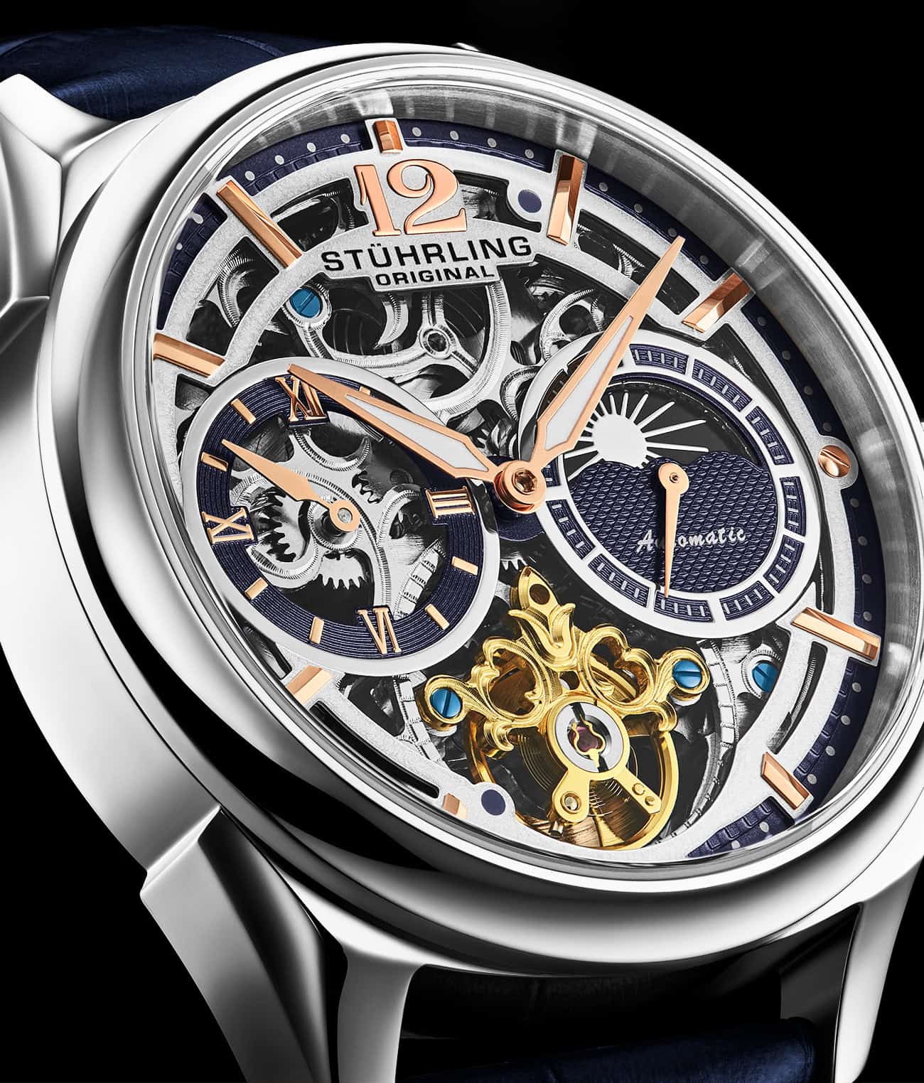 Stührling Vanguard 1019  Dual Time Automatic 42mm Skeleton - Image 10