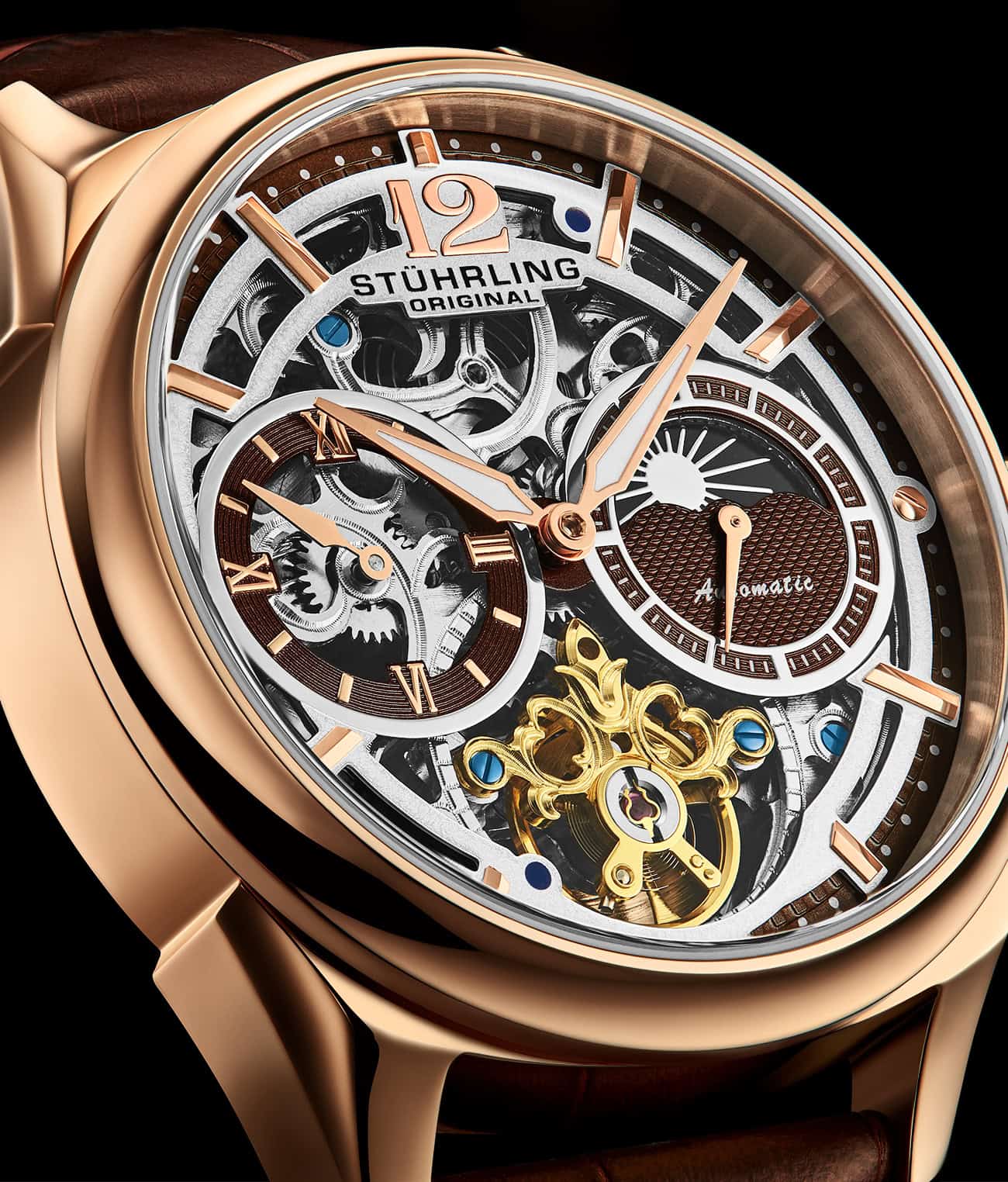 Stührling Vanguard 1019  Dual Time Automatic 42mm Skeleton - Image 18