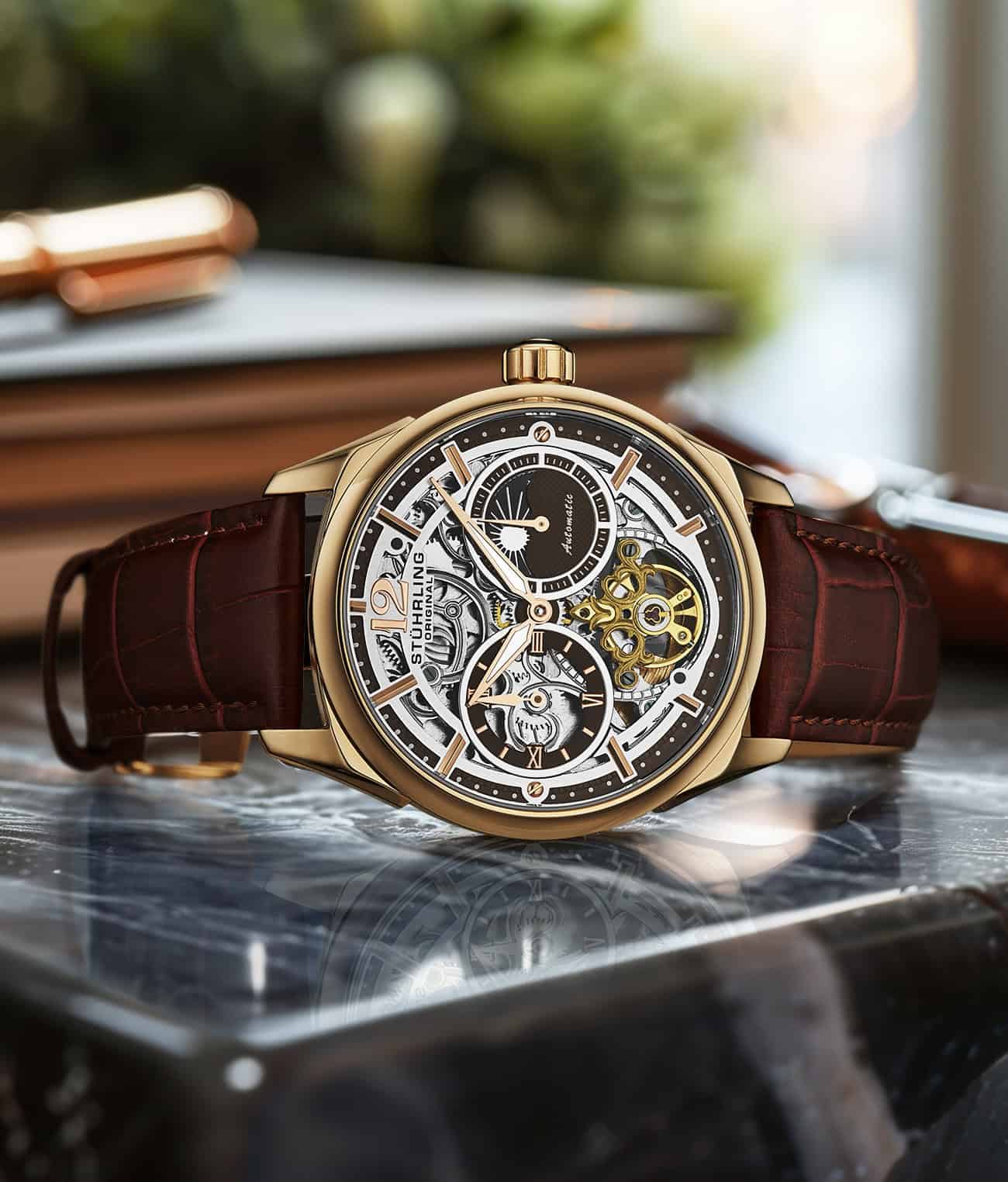 Stührling Vanguard 1019  Dual Time Automatic 42mm Skeleton - Image 20
