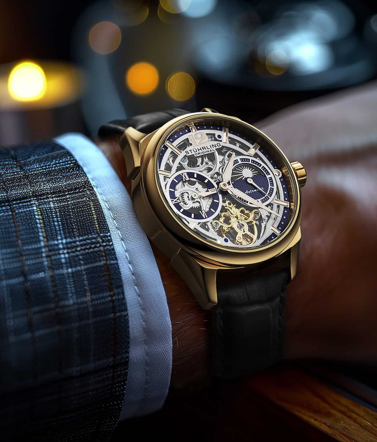 Stührling Vanguard 1019  Dual Time Automatic 42mm Skeleton - Image 28