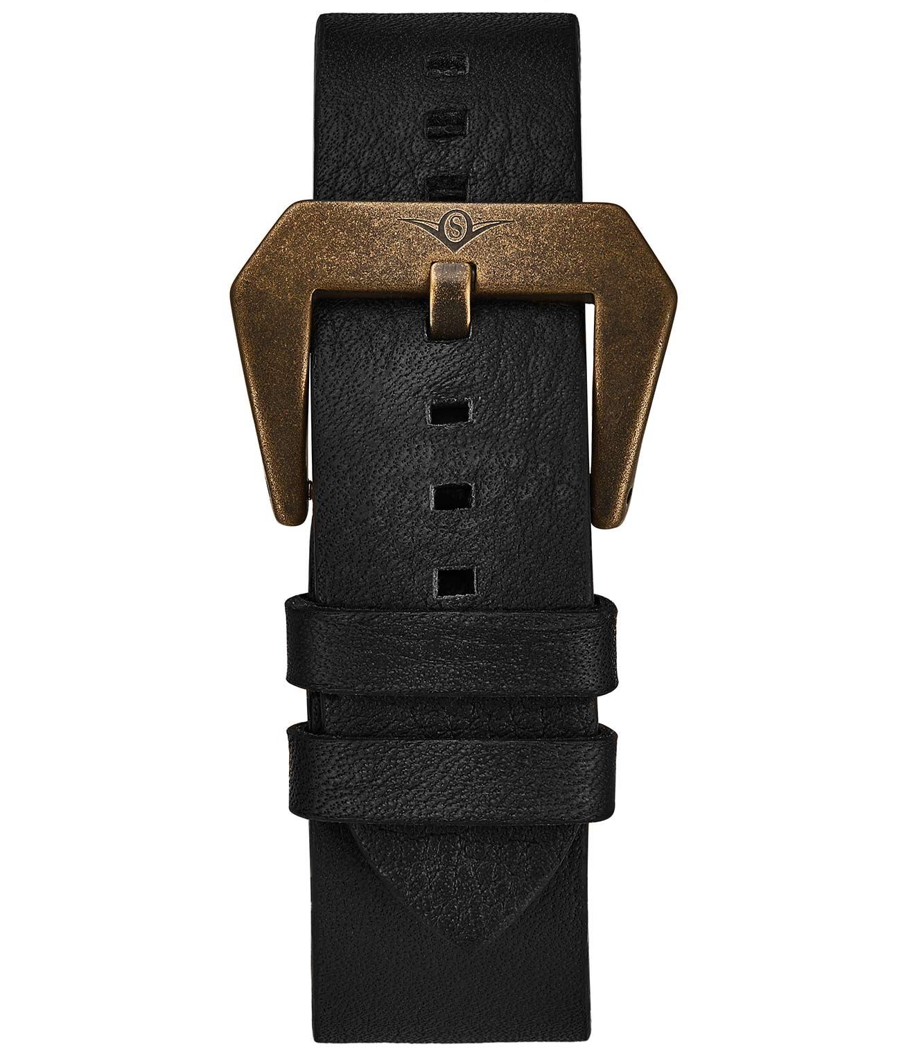 Stührling Waterproof Black Leather 22mm Strap